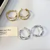 Brincos de Metal de Camada Dupla, Toque de Luxo Leve e de Alta Qualidade, Brincos Grandes Simples e Versáteis, Brincos Exagerados de Trança de Camada Dupla para Mulheres