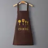 Delantal Impermeable y a Prueba de Aceite Nuevo y de Moda para Mujeres, Uso en Cocina, Cocina Casera, Mangas de Dios de la Cocina, Cinturón de Trabajo para Hombres, Trabajo Estampado
