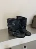 Botas de moda com plataforma e salto grosso femininas 2026 novo outono verão Botas cowboy ocidentais botas de tornozelo empilhadas franzidas botas curtas