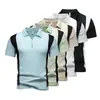 Nueva Camisa Polo de Manga Corta para Hombre de Comercio Exterior Transfronterizo, Moda de Verano para Hombres Jóvenes, Color Sólido, Bloques de Color Simples, Camiseta con Cuello de Solapa para Hombre