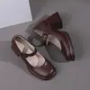 Zapatos europeos y americanos 202343 comercio exterior zapatos nuevos 40 mujer talla grande tacones altos de 8cm tacón grueso hebilla cuadrada retro