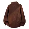 Cárdigan de punto trenzado con cuello alto para hombre Otoño Invierno 2026 Suelto Retro Cremallera Suéter Engrosado Chaqueta Casual
