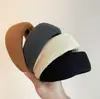 Aro de Cabelo Plano de Tricô Liso Vintage de Aba Larga Versátil Elegante Simples Aro de Cabelo de Celebridade da Internet Grampo de Cabelo