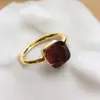 Anéis de Cubo de Açúcar Coloridos Estilo Dopamina Transfronteiriços, Disponíveis em 12 Cores, Banhados a Ouro 18K, Empilháveis, Joia Versátil para Dedo Indicador