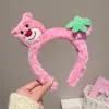 Diadema de oso fresa para Tiktok, diadema para lavarse la cara de celebridad de internet para mujer, otoño e invierno, diadema de felpa antideslizante para el pelo, pasador, tocado