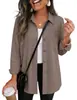 2026 Otoño Nuevo Camisa Casual de Manga Larga para Mujer Color Sólido Botones Solapa Holgada Amazon Transfronterizo Comercio Exterior Europeo y Americano