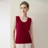 Chaleco de cachemira 100% puro para mujer con cuello en U, sin mangas, nuevo estilo otoño e invierno, camiseta básica de punto liso simple, moderno
