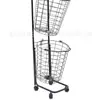 Cesta para ropa sucia de malla de alambre metálico directo de fábrica, cesta de almacenamiento de ropa sucia para baño, cubo de ropa sucia con ruedas, negro y blanco, venta al por mayor