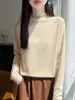 Otoño/Invierno 2026 Nuevo Terciopelo Andy Primera Línea Listo para Usar Dobladillo Enrollado Cuello Semi Alto Tejido de Punto Manga Larga Color Sólido Capa Base