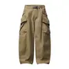 Yidao Vintage 2026 Outono Novo Estilo Funcional Retro Americano Calças Cargo Casuais Largas com Cintura Elástica e Múltiplos Bolsos