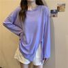 Camiseta Longa com Fenda para Mulheres 2025 Nova Cor Sólida Top Solto para Ar Condicionado Proteção Solar Cover-Up Verão Proteção Solar Cardigan