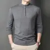 Suéter de punto grueso para hombre con cuello medio y cremallera, venta al por mayor transfronteriza, nuevo para otoño e invierno, cálido, casual, capa base de punto para mediana edad