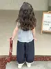 Conjunto de Chaleco con Volantes de Verano para Niñas 2025 Nuevo Estilo Coreano de Verano para Niños Pantalones sin Mangas Anti-Mosquitos Ropa para Bebé