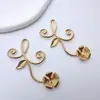 Cobre Chapado en Oro Color Conservante Rama de Flor Anillo de Flor Colgante Material de Envoltura de Flores Hecho a Mano para DIY Accesorio de Pasador Estilo Antiguo
