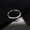 Anillo de Perla de Lava Vintage Distintivo Simple Cadena Abierta Anillo Doble Colgante de Perla Plata Anillo Ancho de Dedo