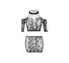 Sexy sexy traje de malla medias perspectiva abierta calado uniforme mono traje de alta elasticidad traje talla grande conjunto
