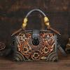 Bolso nuevo de estilo retro europeo y americano, original, con relieve, cierre de pinza, boca de bolsa, cuerda de cáñamo de bambú, de mano, bandolera, doble uso, para mujer