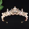 Tocador de novia estilo coreano, corona de aleación con pedrería y perlas hecha a mano, accesorios para vestido de novia, corona de novia al por mayor