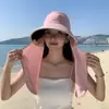 Sombrero de Protección Solar para Mujer 2026 Nuevo Estilo de Verano Ala Ancha Anti-UV Multifuncional Chal de Protección para el Cuello Parasol Sombrero de Pescador