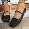 Zapatos Planos de Verano para Mujer con Punta Cuadrada y Tacón Bajo, Nuevas Sandalias de Malla Tejida Hueca