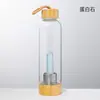 Columna de Cristal Donghai Columna de Energía Taza Prisma Hexagonal de Cristal Tapa de Bambú Taza de Té de Vidrio Taza de Agua Deportiva con Correa Botella de Agua