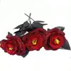 Prato de Rosa Simulada, Flor Artificial Vermelha e Preta Fantasia de Casamento Duplo, Galho de Flor Artificial Rosa de Cavaleiro Negro Retrô