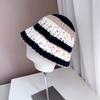 Gorro de Punto con Combinación de Colores Granulados Japoneses para Mujer, Invierno, Versátil, Casual, Gorro de Pescador, Gorro Cálido de Lana