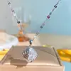 Moda Transfronteriza Exquisito Collar de Acero de Titanio con Circonitas para Mujer, Lujo Ligero Colgante Versátil de Trébol de Cuatro Hojas Joyería