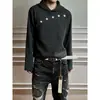 Sudadera con capucha a rayas retro americana para hombre de otoño e invierno con diseño de estrella bordada, una camiseta interior ajustada de bloques de color moderna y a la moda