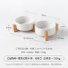 Série Estilo Creme Tigela Reta Listrada com Suporte para Tigela Cerâmica Doméstica Tigela para Pet Grande Capacidade Tigela para Gato Tigela para Cachorro Tigela para Beber