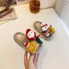 Pantuflas Peludas de Muñeco de Nieve Navideño Coreano para Niñas para Usar Afuera en Otoño e Invierno Nuevas Pantuflas de Algodón Lindas de Nicho para el Hogar