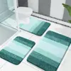 Juego de alfombrillas de baño de cachemir sintético a rayas degradadas, que incluye una alfombrilla de baño, una alfombrilla para el suelo del baño y una alfombrilla de entrada, todas ellas absorbentes, antideslizantes, resistentes a las manchas y fáciles de limpiar