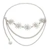 Cadena de Cintura de Comercio Exterior para Mujer, Cinturón Metálico de Girasol, Cadena Corporal, Elegante Accesorio Ajustable para Cintura de Vestido Transfronterizo Europeo y Americano