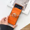 Para Samsung Galaxy zflip 4 generación hebilla de diamante anillo de mano moda lujo zflip5 funda para teléfono plegable