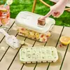 Bandeja pequeña para cubitos de hielo con tapa para uso doméstico, almacenamiento de hielo de doble capa y fabricación de hielo de grado alimenticio