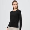 Lã Merino Tencel Casual Versátil Top Fitness Roupa de Yoga Corrida Pilates Camiseta Esportiva Manga Longa Feminino