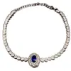 Pulsera de Zafiro Natural con Borla Transfronteriza Accesorios para Mujer Nicho de Alta Gama Joyería de Plata 925 4*6 Ventas Directas de Fábrica de Joyería