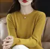 Camiseta Interior de Encaje Suave y Casual con Cuello Redondo para Mujer, Suéter de Nuevo Estilo Otoño e Invierno, Suéter de Manga Larga, Holgado Negro