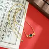 Colar de ouro de areia do Vietnã luxo leve alta qualidade imitação de esmeralda oval corrente clavicular feminina estilo europeu e americano joias resistentes à cor de longa duração