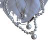 Collar con Colgante de Concha de Perla Blanca Australiana de Luz Fresca para Mujer Plata 925 Cierre Versátil Colgante