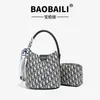 2026 Nova Bolsa Floral Vintage Tendência Versátil Grande Capacidade Conjunto de Bolsa Saco de Balde Feminina Bolsa de Ombro Tote Tendência
