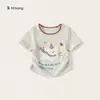 Bangxuan Huzhou Zhili Ropa Infantil Camiseta de Manga Corta Corte Entallado Elegante Top para Niñas Verano Dibujos Animados Ropa de Bebé