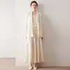 Nuevo Traje de Mujer de Cachemira Pura para Otoño e Invierno, Suéter de Manga Larga, Cárdigan, Falda de Tirantes con Cuello en U, Conjunto de Tres Piezas, Elegante