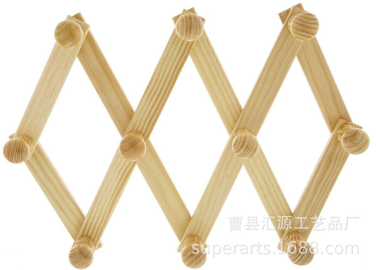6 定做可折叠伸缩松木榉木硬实木10钩挂衣钩  (4)