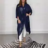 Vestido Estilo Europeu e Americano, Moda Casual Primavera e Verão, Versátil, Emagrecimento, Design Soltinho com Decote V, Cor Sólida, Tamanho Grande, Moda Feminina Transfronteiriça