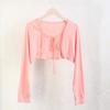 Cardigan de Estilo Nuevo de Verano Viento Suave Chaqueta Corta Protectora del Sol para Mujer con Tirantes de Punto Suelta de Manga Larga