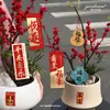 Etiquetas Penduráveis Douradas Imitação para o Dia de Ano Novo, Azevinho, Phalaenopsis, Flores de Véspera de Ano Novo, Cartões Penduráveis de Lembrança, Etiquetas Penduráveis de Ano Novo