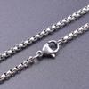 Corrente de pérolas quadrada de aço inoxidável 2,5 mm colar de aço titânio joia colar pulseira masculina etiqueta corrente clavicular