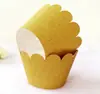 Molde para muffins estilo europeo para hornear pastel de onda grande taza de papel película brillante borde plateado taza de papel hueca venta al por mayor