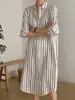 Vestido camisero holgado versátil a rayas de colores, estilo chic coreano retro francés para mujer, vestido casual de otoño para mujer
